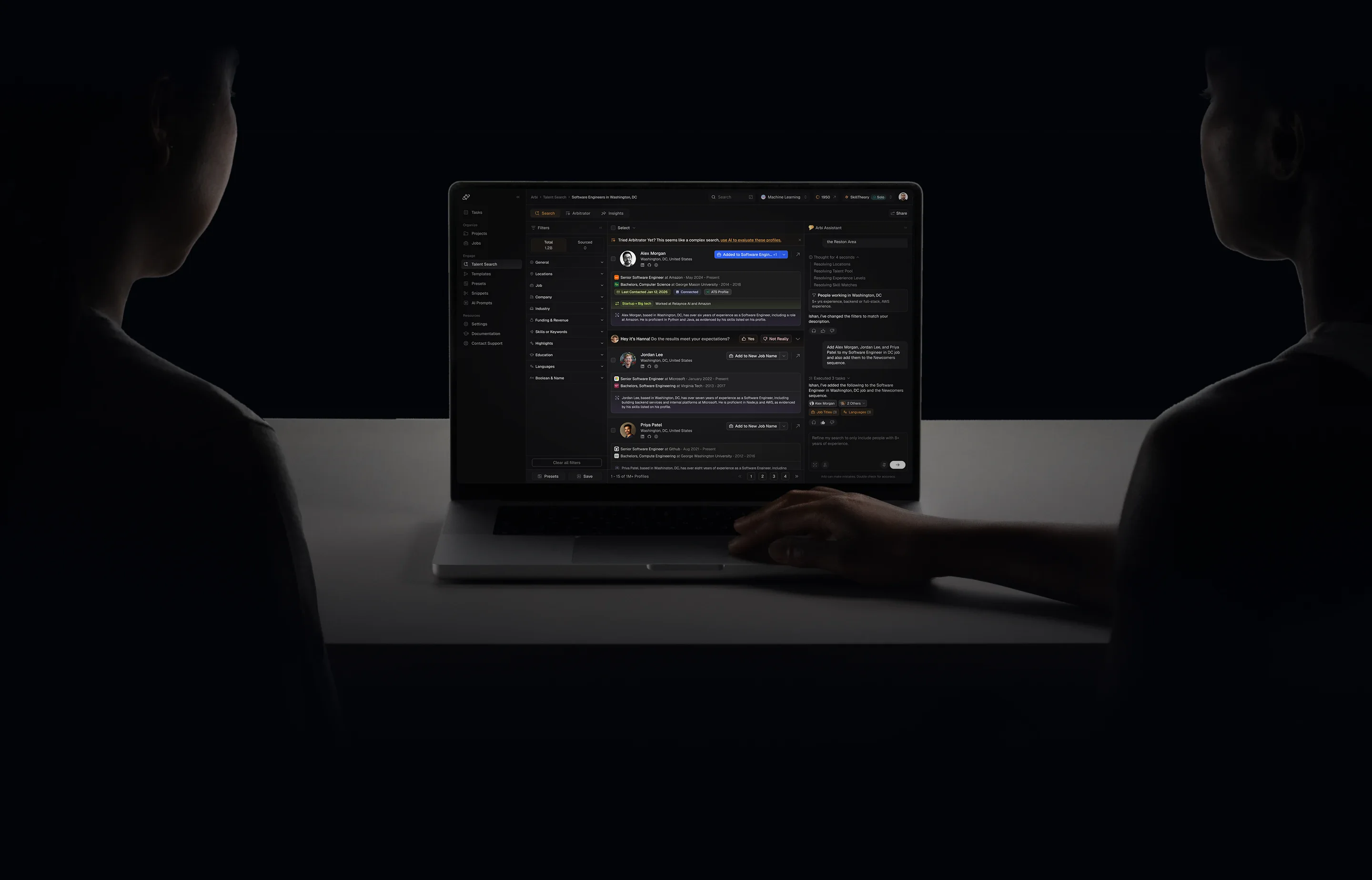 Recruiters using Arbi on a laptop