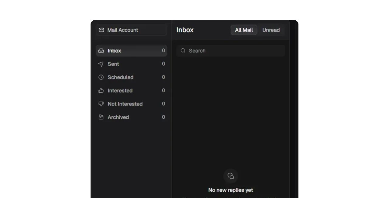 A shared outreach inbox with unread filters and interest folders